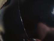 Latex milf rides me and I cum a lot on her latex back - 4k video 14/16