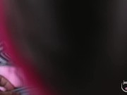 Fast blowjob and footjob in the spring forest with pinkhair girl 13/16