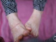 Fast blowjob and footjob in the spring forest with pinkhair girl 14/16