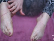 Fast blowjob and footjob in the spring forest with pinkhair girl 15/16