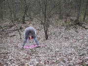 Fast blowjob and footjob in the spring forest with pinkhair girl 4/16