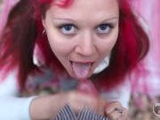 Fast blowjob and footjob in the spring forest with pinkhair girl 8/16