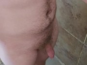 Playing with my uncut cock in the shower again 2/16