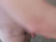 Playing with my uncut cock in the shower again 3/16