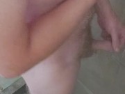 Playing with my uncut cock in the shower again 5/16