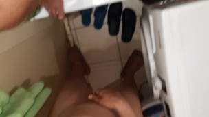 When I piss in my girl's mouth she licks my pussy while our neighbor watches and masturbates - Lesbi