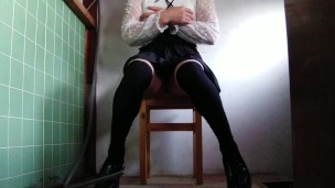 Beautiful transgender masturbation with exposed lower body