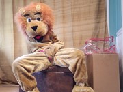 Squirting in my Lion Mascot Suit 10/16
