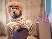 Squirting in my Lion Mascot Suit 12/16