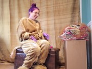 Squirting in my Lion Mascot Suit 4/16