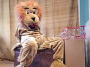 Squirting in my Lion Mascot Suit 6/16