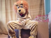 Squirting in my Lion Mascot Suit 7/16