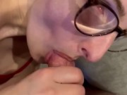 Glasses blowjob and Cum on leggings  6/16