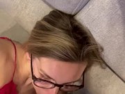 Glasses blowjob and Cum on leggings  7/16