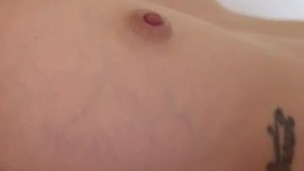 Blowjob and cum on small tits 