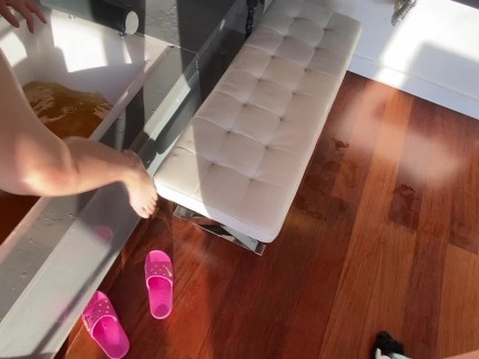 Thick Japanese wife gets passionate sex from hubby who caught her fucking a dildo in the hot tub *^*