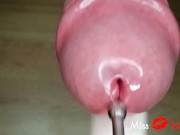 Close up amateur femdom ruined orgasm with urethral sounding. Frenulum stimulation 9/16