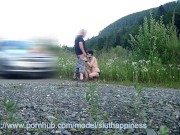 Wife slut training blowjob outdoor