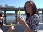 Brunette teen lured into FFM with classy milf and her husband 2/16