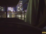 DTFsluts - Sexy Blonde Babe With Tattoos Blows big Dick in front of Hotel window 2/16