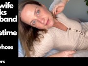 Hotwife in pantyhose creampied by her bull, fucked multiple ways, stag watches on facetime