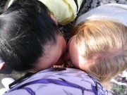 Threesome outdoor blowjob - Two Hot Porn Models sucked me off in the trunk of a car - 4k 2/16