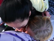 Threesome outdoor blowjob - Two Hot Porn Models sucked me off in the trunk of a car - 4k 7/16