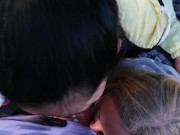 Threesome outdoor blowjob - Two Hot Porn Models sucked me off in the trunk of a car - 4k 8/16