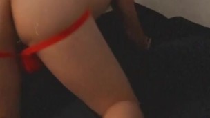 Smooth young twink twerks in red jockstrap and shows boy pussy and feet on Snapchat 