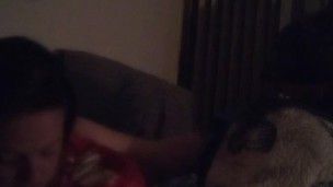 White milf smoking and watching TV