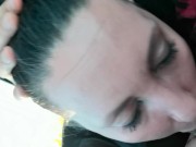 Risky Car Blowjob Beautiful MILF gets cum in her throat 14/16