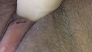 Playing with the dildo 