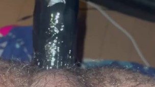 Black dildo fucks my hairy ass hole
