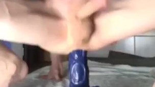 boy with a huge cock rides a huge dildo