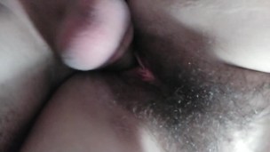 Hairy pussy fucking close up and fast cum