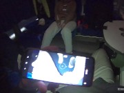 OUTDOOR BLOWJOB with EPIC CUMSHOR FACIAL in the train!
