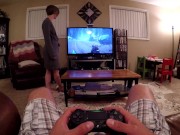 Sucking His Cock While He Games Cum on Tits 2/16