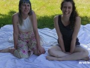 Lesbian Babe Rides a Strapon In the Park 5/16