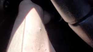 HD SHORT - Covering my thigh with jizz in public parking lot!