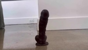 Big black dildo in virgin muscle asshole gets stretch 