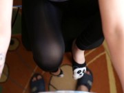 Pinkhair cutie does handjob and footjob in socks 6/16