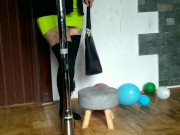 Pregnant expansion - Rich milf inflated belly by compresor and her belly wanst to pop like a ballon