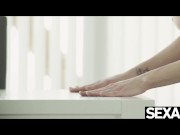 Watch this hot redhead ride her lover cowgirl style at the office 12/16