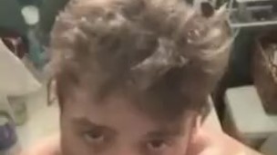 Horny Boy Busts a Huge Nut in Straight Friends Bathroom
