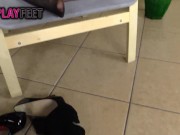 Devil cosplayer teases with nylon feet 4/16