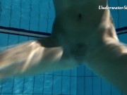 Russian girl Edwiga swims nude in the pool in Russia 13/16