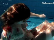 Russian girl Edwiga swims nude in the pool in Russia 7/16