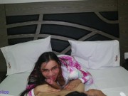 morenita en pijama recibe leche adentro de su 🤐 18 añitos 2/16