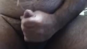 Chubby bear cumming sitting in bed