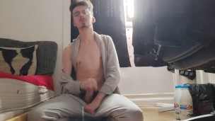 jerking off my big dick and moan with pleasure